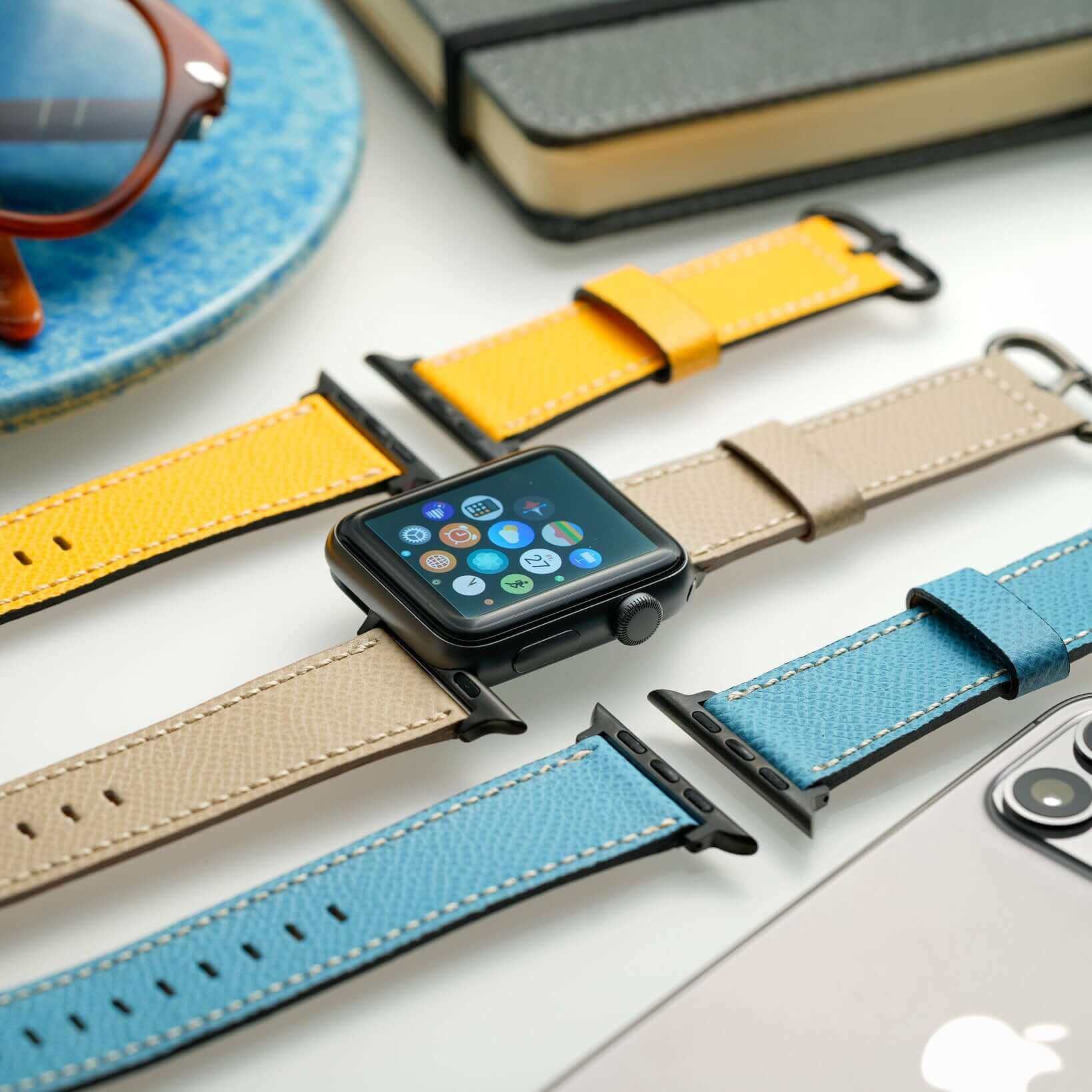 Luxuriöses Apple Watch Lederarmband Damen Cupertino Hellblau - Image 8