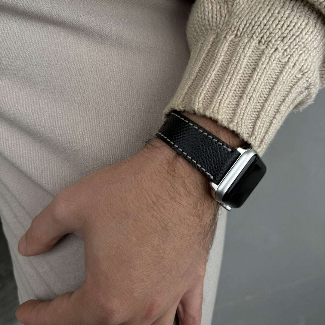 Luxuriöses Apple Watch Lederarmband Damen Cupertino Schwarz - Image 5
