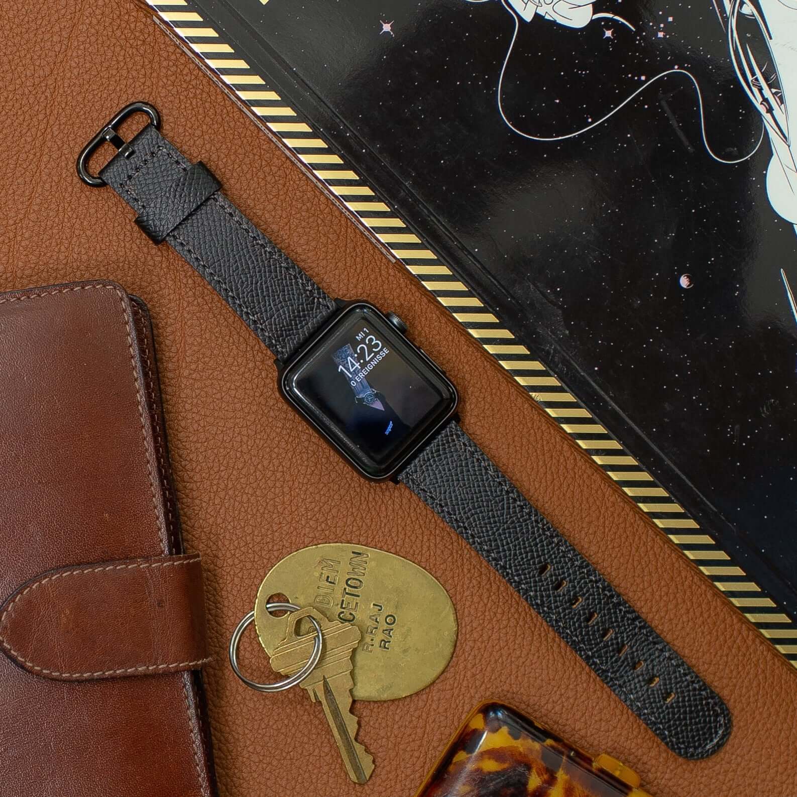 Luxuriöses Apple Watch Lederarmband Damen Cupertino Schwarz - Image 8