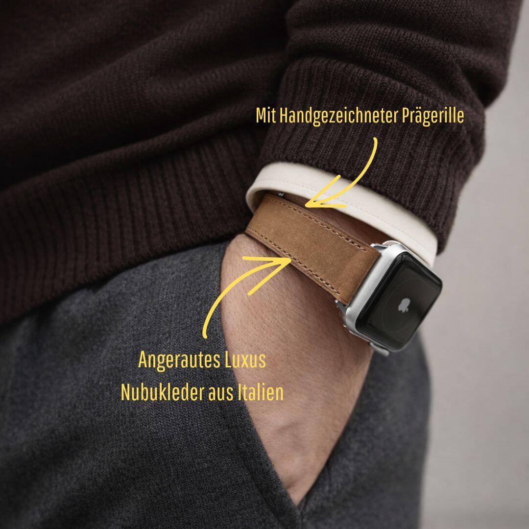 Mountain Apple Watch Lederarmband – Cognac - Image 2