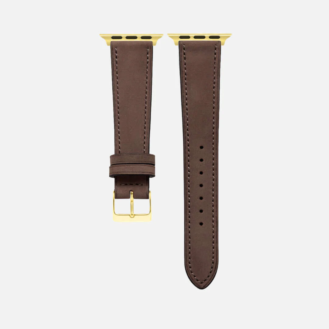 Mountain Apple Watch Lederarmband – Dunkelbraun - Image 6