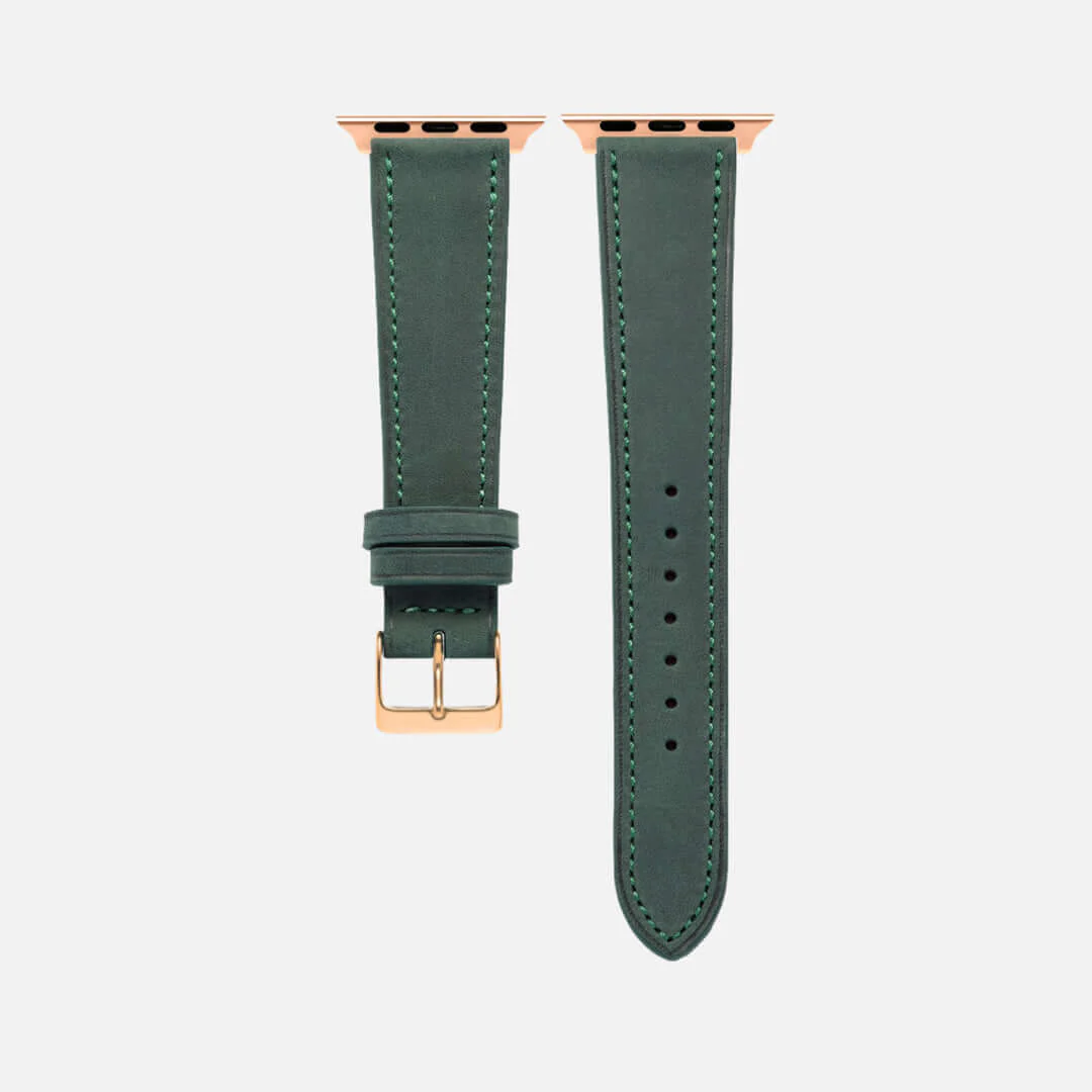 Mountain Apple Watch Lederarmband – Dunkelgrün - Image 8