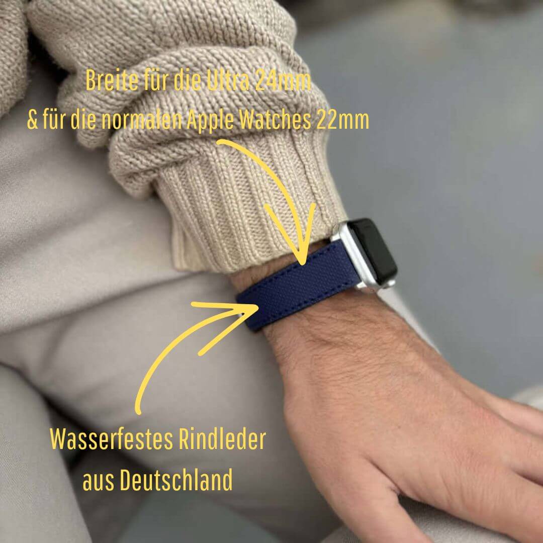 Navyblaues Apple Watch Lederarmband Wasserfest | Nautilus - Image 4