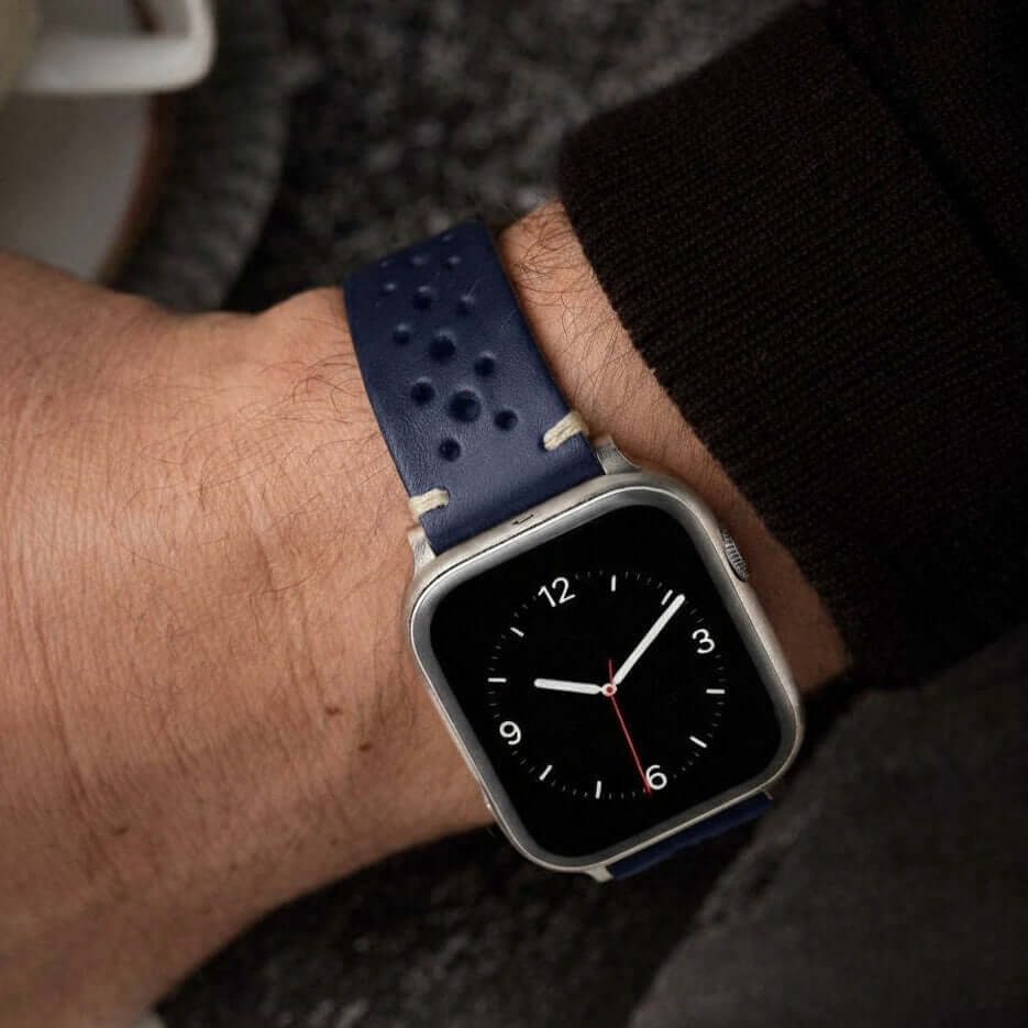 Rallye Lederband für Apple Watch – Blau - Image 2
