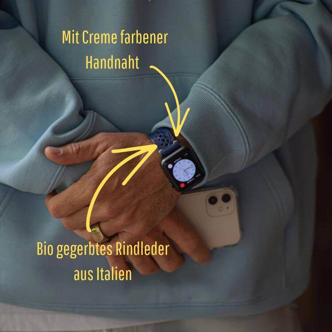 Rallye Lederband für Apple Watch – Blau - Image 6