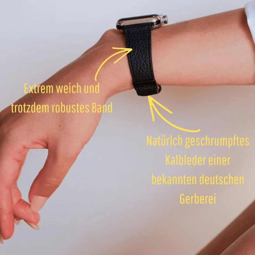 Schwarzes Lederarmband für Apple Watch aus Togoleder - Image 2