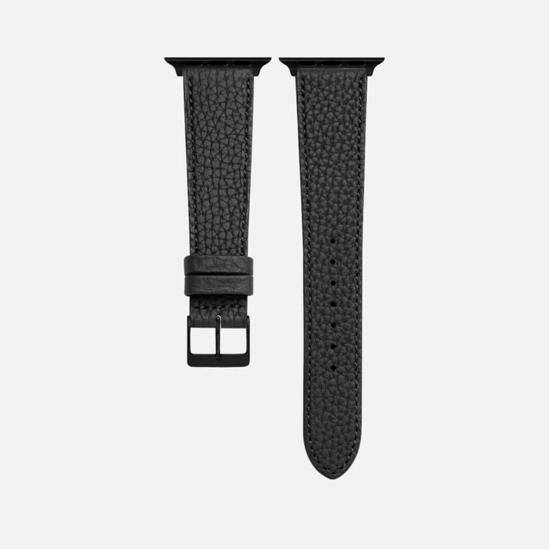 Schwarzes Lederarmband für Apple Watch aus Togoleder - Image 5