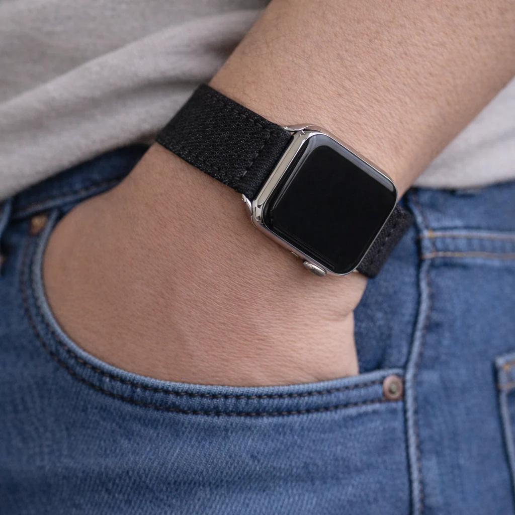 Schwarzes Apple Watch Armband Denim – Handgefertigt in Deutschland - Image 3