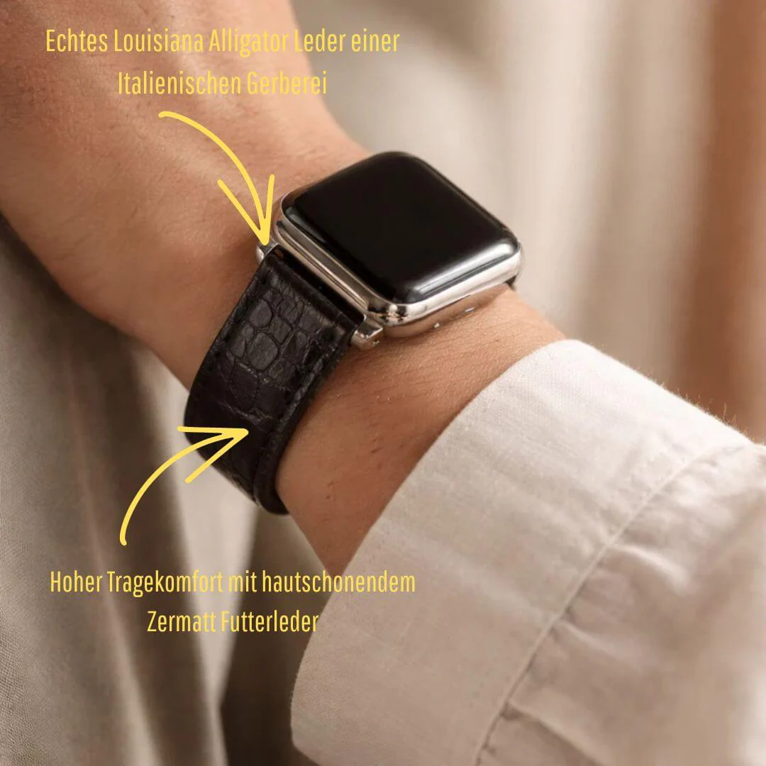 Schwarzes Apple Watch Armband Echt Alligator - Image 2