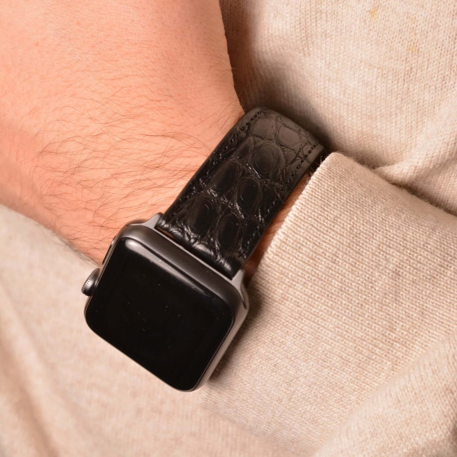 Schwarzes Apple Watch Armband Echt Alligator - Image 3