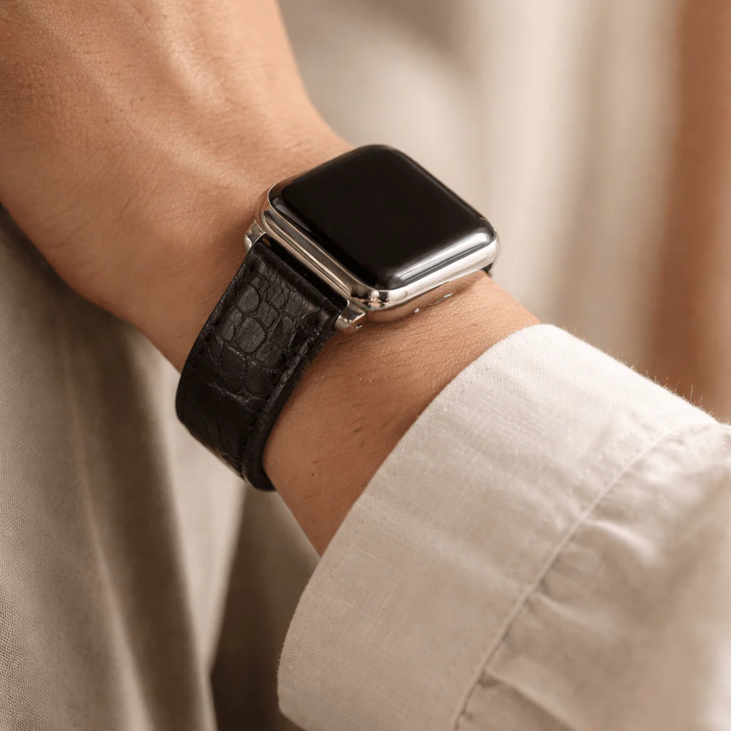 Schwarzes Apple Watch Armband Echt Alligator - Image 4