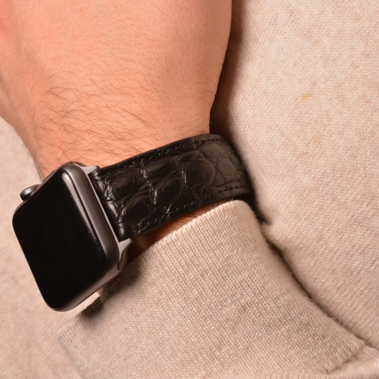 Schwarzes Apple Watch Armband Echt Alligator - Image 5