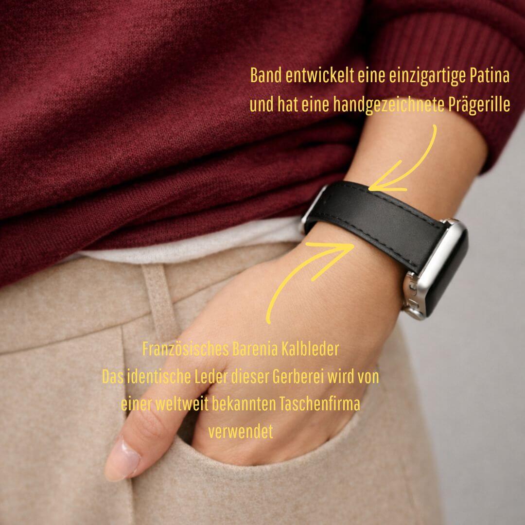 Schwarzes Apple Watch Armband Leder - Bidart - Image 2