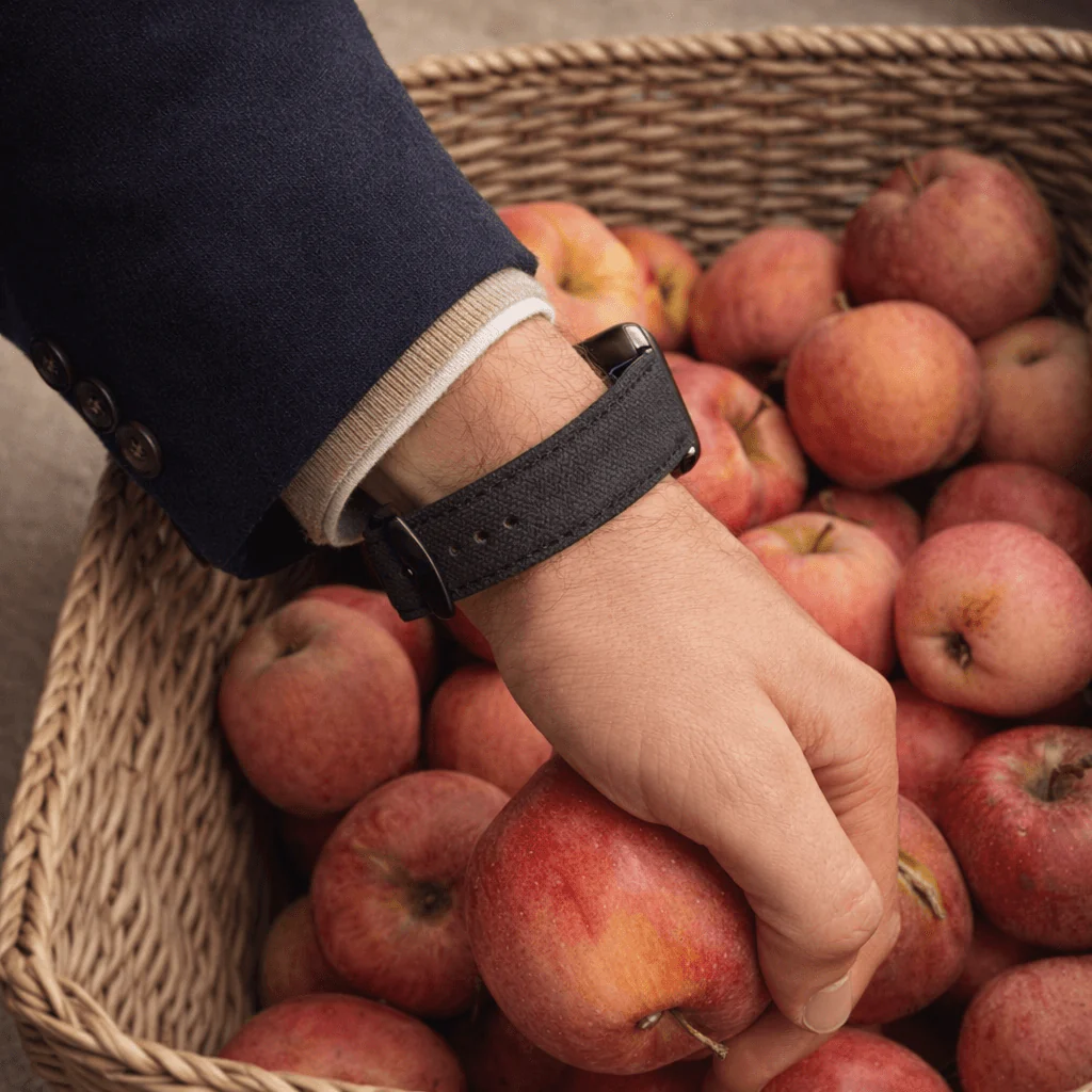 Schwarzes Canvas Apple Watch Band Baumwolle - Image 3