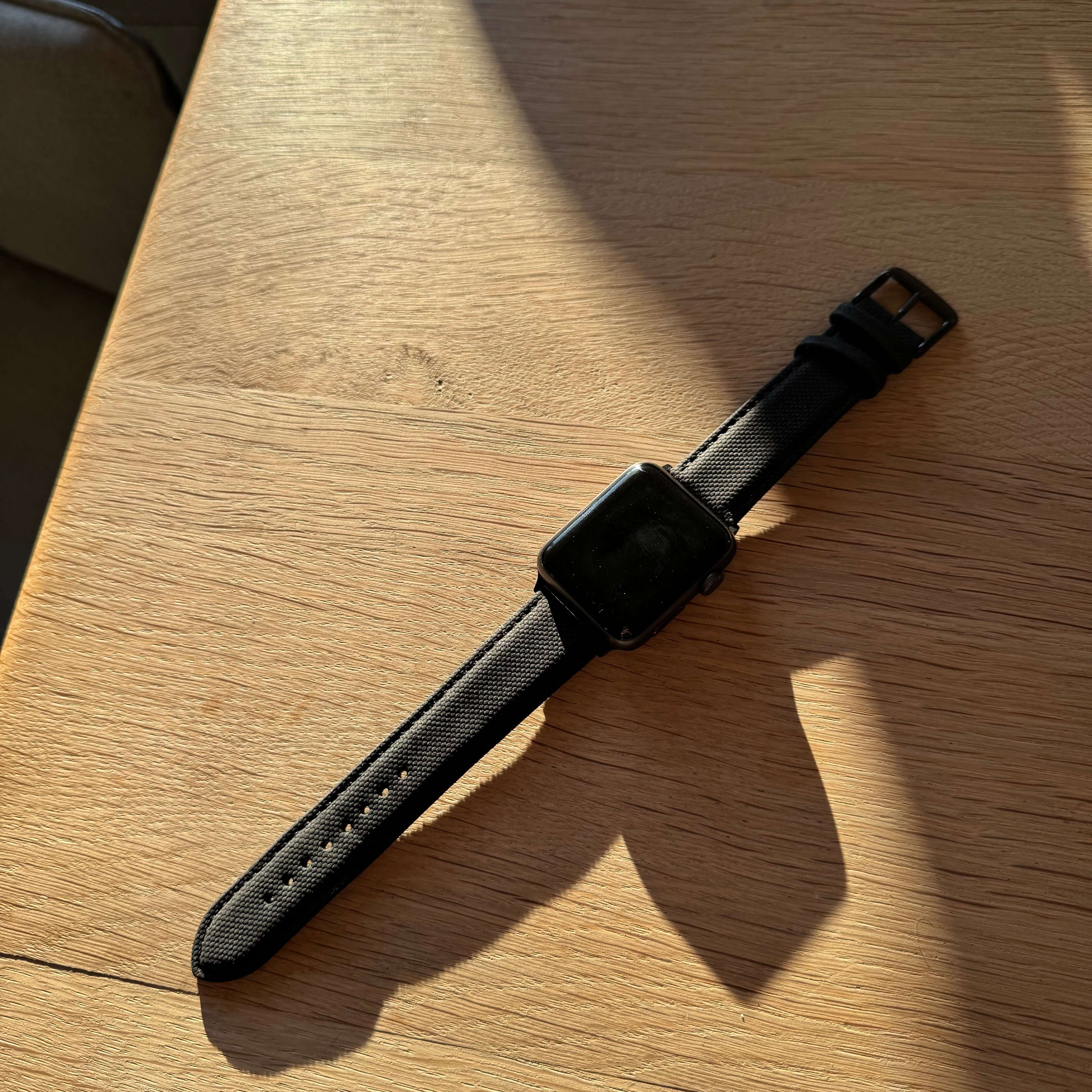 Schwarzes Canvas Apple Watch Band Baumwolle - Image 4