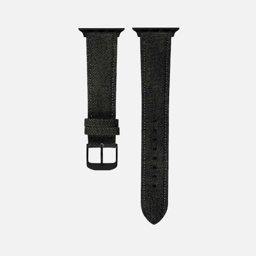 Schwarzes Canvas Apple Watch Band Baumwolle - Image 5
