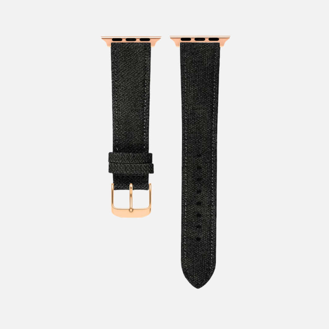 Schwarzes Canvas Apple Watch Band Baumwolle - Image 6