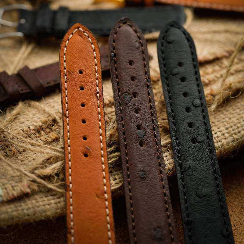 Straußenleder Uhrenarmband Johannesburg Hellbraun - Image 4