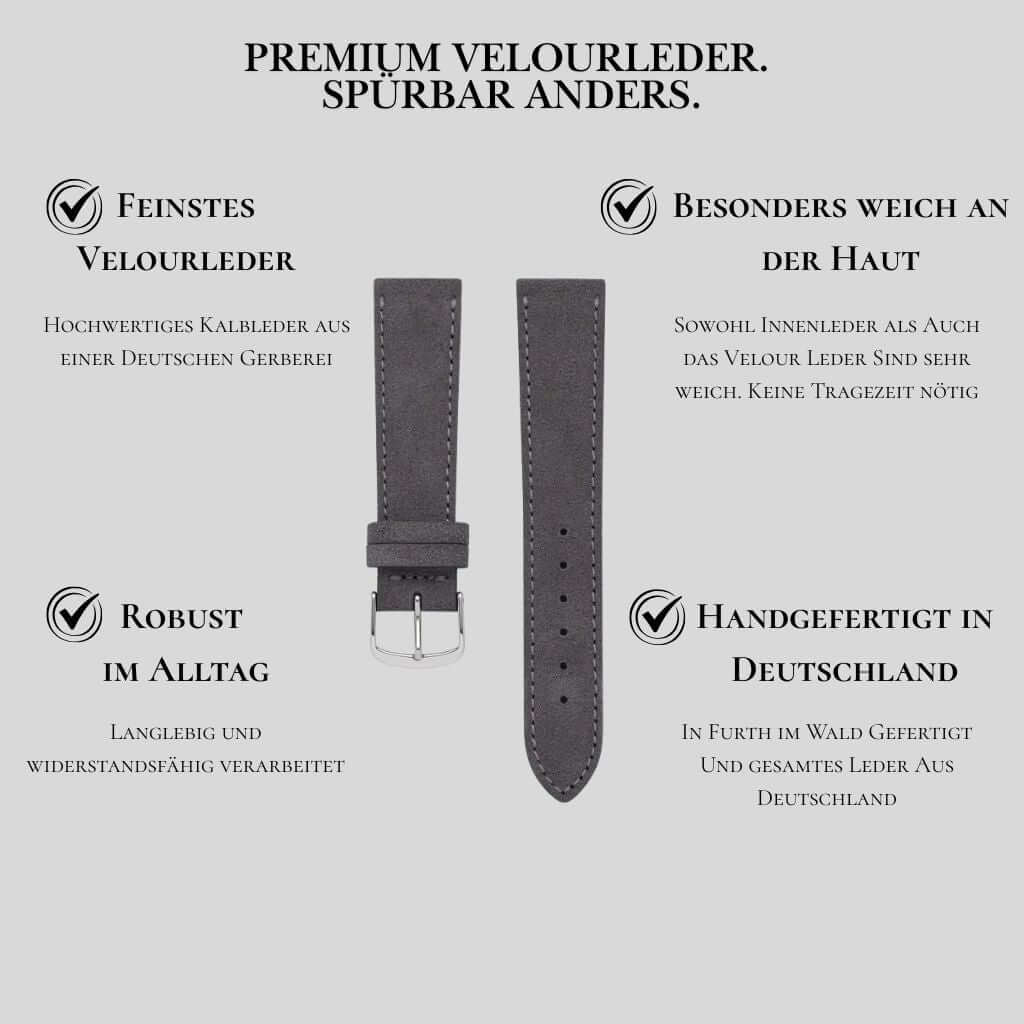 Nizza – Uhrenarmband aus feinem Wildleder - Image 45